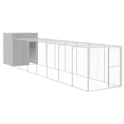 vidaXL Kokošnjak z izhodom svetlo siv 165x863x181 cm pocinkano jeklo