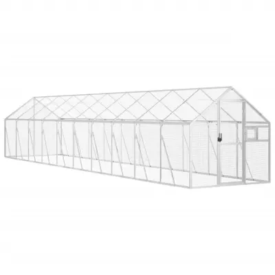 vidaXL Ptičnica srebrna 1,79x10x1,85 m aluminij