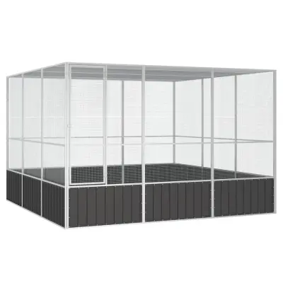 vidaXL Ptičja kletka antracit 302,5x324,5x211,5 cm pocinkano jeklo