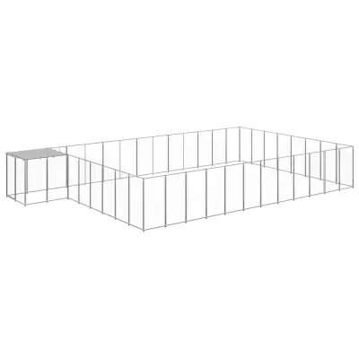 vidaXL Pasji boks srebrn 30,25 m² jeklo