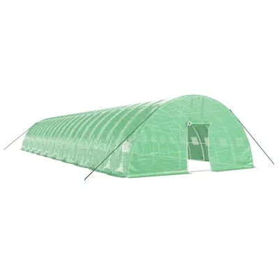 vidaXL Rastlinjak z jeklenim ogrodjem zelen 120 m² 20x6x2,85 m