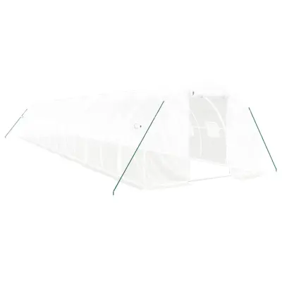 vidaXL Rastlinjak z jeklenim okvirjem bel 42 m² 14x3x2 m