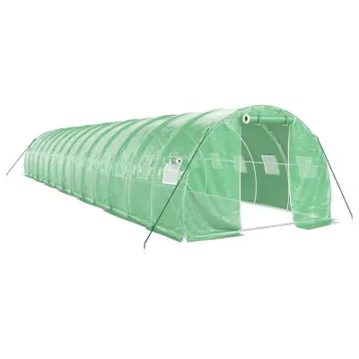 vidaXL Rastlinjak z jeklenim ogrodjem zelen 42 m² 14x3x2 m