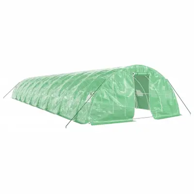 vidaXL Rastlinjak z jeklenim ogrodjem zelen 90 m² 18x5x2,3 m