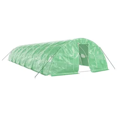 vidaXL Rastlinjak z jeklenim ogrodjem zelen 70 m² 14x5x2,3 m