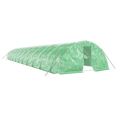 vidaXL Rastlinjak z jeklenim ogrodjem zelen 110 m² 22x5x2,3 m