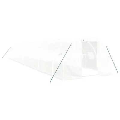 vidaXL Rastlinjak z jeklenim okvirjem bel 48 m² 16x3x2 m