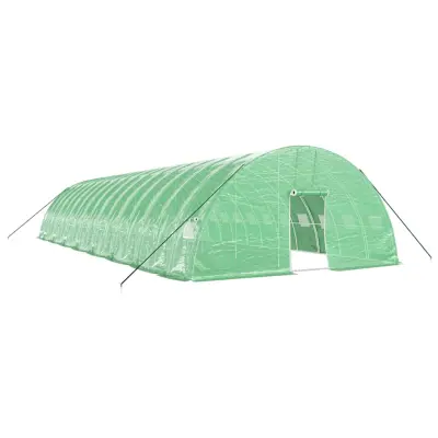 vidaXL Rastlinjak z jeklenim ogrodjem zelen 96 m² 16x6x2,85 m