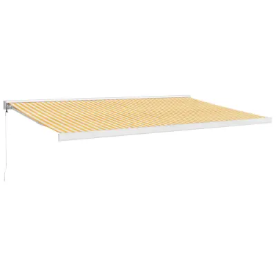vidaXL Zložljiva tenda rumena in bela 5x3 m blago in aluminij