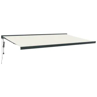 vidaXL Zložljiva tenda krem 5x3 m blago in aluminij