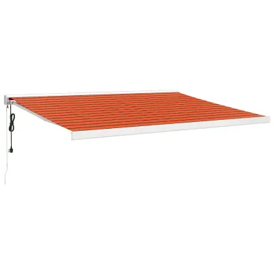 vidaXL Zložljiva tenda oranžna in rjava 4x3 m blago in aluminij