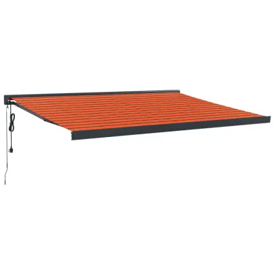 vidaXL Zložljiva tenda oranžna in rjava 4x3 m blago in aluminij