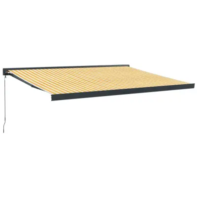 vidaXL Zložljiva tenda rumena in bela 4,5x3 m blago in aluminij