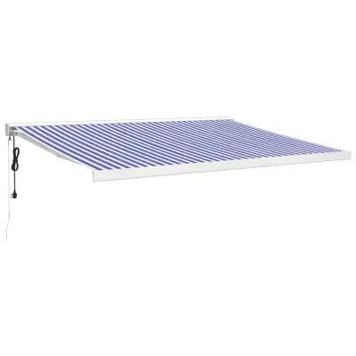 vidaXL Zložljiva tenda modra in bela 4x3 m blago in aluminij
