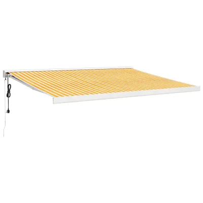 vidaXL Zložljiva tenda rumena in bela 4x3 m blago in aluminij
