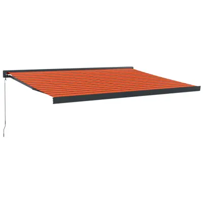 vidaXL Zložljiva tenda oranžna in rjava 4,5x3 m blago in aluminij