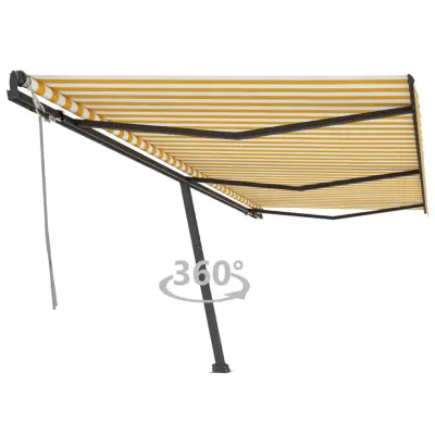 vidaXL Prostostoječa ročno zložljiva tenda 600x350 cm rumena/bela