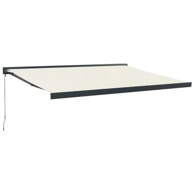 vidaXL Zložljiva tenda krem 4,5x3 m blago in aluminij