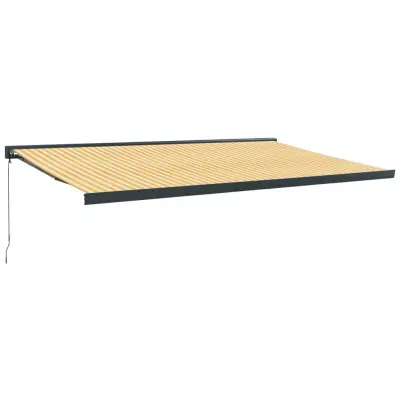 vidaXL Zložljiva tenda rumena in bela 5x3 m blago in aluminij