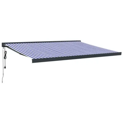 vidaXL Zložljiva tenda modra in bela 4x3 m blago in aluminij