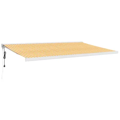 vidaXL Zložljiva tenda rumena in bela 5x3 m blago in aluminij