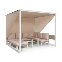Blumfeldt Havanna Pavillon & Lounge-Set, 270x230x270cm, 4 dvojni sedeži, bela