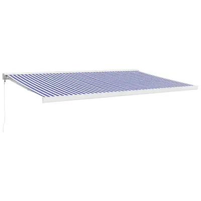 vidaXL Zložljiva tenda modra in bela 5x3 m blago in aluminij