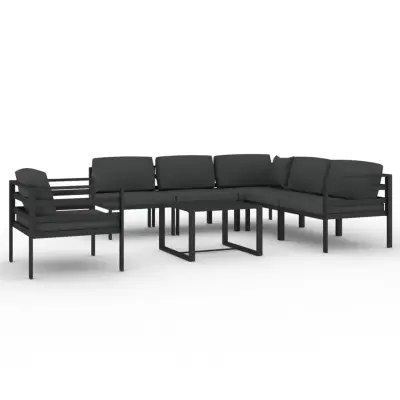 vidaXL Vrtna sedežna garnitura 7-delna z blazinami aluminij antracit
