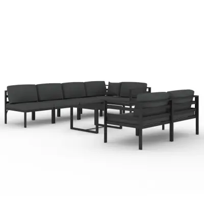 vidaXL Vrtna sedežna garnitura 8-delna z blazinami aluminij antracit