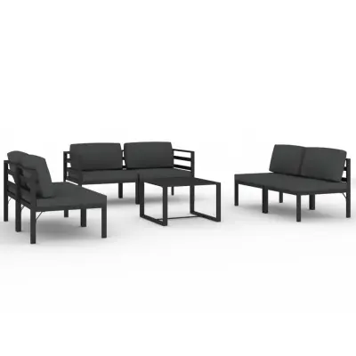 vidaXL Vrtna sedežna garnitura 7-delna z blazinami aluminij antracit