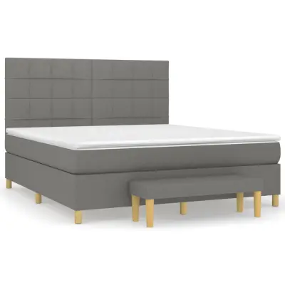 vidaXL Box spring postelja z vzmetnico temno siva 180x200 cm blago