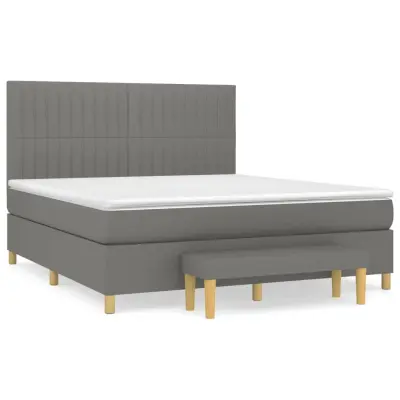 vidaXL Box spring postelja z vzmetnico temno siva 180x200 cm blago