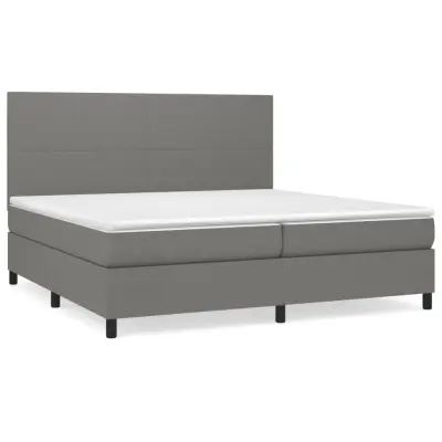 vidaXL Box spring postelja z vzmetnico temno siva 200x200 cm blago