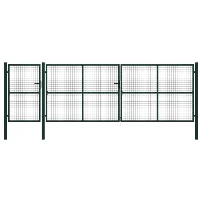 vidaXL Vrtna vrata jeklena 500x150 cm zelena