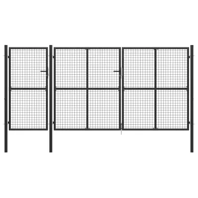 vidaXL Vrtna vrata jeklena 400x150 cm antracitna