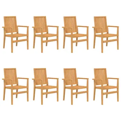 vidaXL Vrtni stoli 8 kosov 56,5x57,5x91 cm trdna tikovina