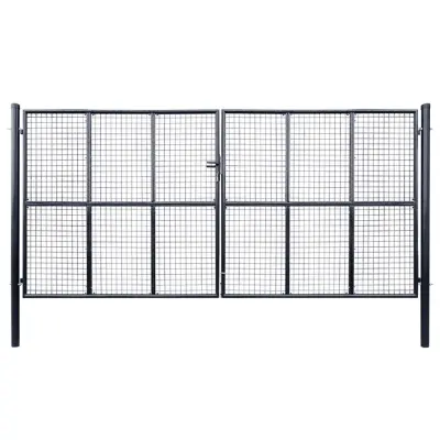 vidaXL Mrežasta vrtna vrata pocinkano jeklo 400x200 cm siva