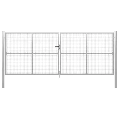 vidaXL Vrtna vrata pocinkano jeklo 415x200 cm srebrna