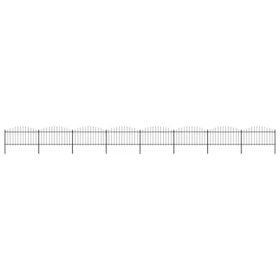 vidaXL Vrtna ograja s koničastimi vrhovi jeklo (1,25-1,5)x13,6 m črna