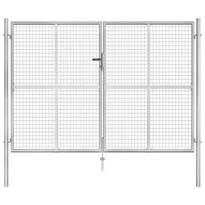 vidaXL Vrtna vrata pocinkano jeklo 306x225 cm srebrna