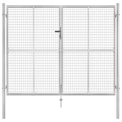 vidaXL Vrtna vrata pocinkano jeklo 306x250 cm srebrna