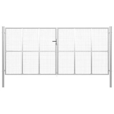 vidaXL Vrtna vrata pocinkano jeklo 415x225 cm srebrna