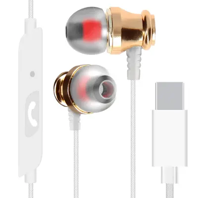 Komplet žicnih ušesnih slušalk USB-C za prostorocno telefoniranje, LinQ - bele