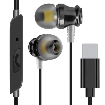 Komplet žicnih ušesnih slušalk USB-C za prostorocno telefoniranje, LinQ - crne