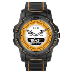 Pametna ura HAMMER Watch Plus, robustna z vodotesno IP68, sledilnik dejavnosti - crna