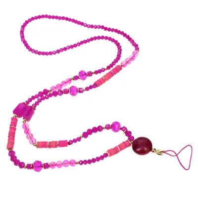 Phone Jewel Crystal perle in Heishi 90 cm - Fuksija