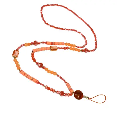 Phone Jewel Crystal Beads in Heishi 90 cm - oranžna