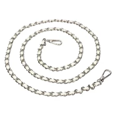Telefonski dragulj 110 cm, pletena srebrna verižica, kratki cleni - bela