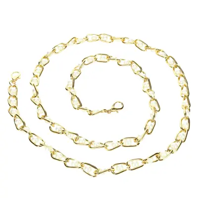 Telefonski dragulj 110 cm, mrežasta verižica iz perl - zlata