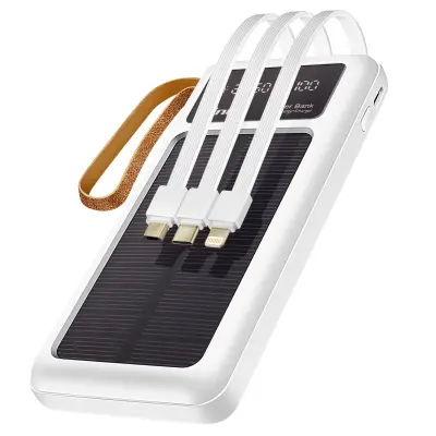 15000 mAh solarna rezervna baterija 3 v 1 kabel, LinQ - bel